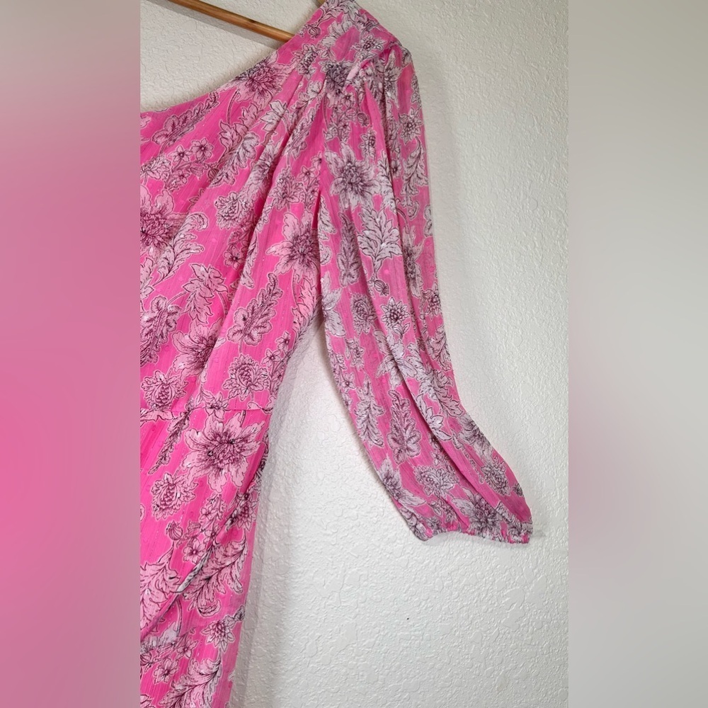 Taylor Pink One Shoulder Puff Sleeve Sundress - Picture 4 of 8